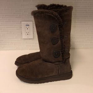 Chocolate brown 3 button tall ugg boots